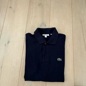 Lacoste Classic Fit long sleeve polo in navy blue.